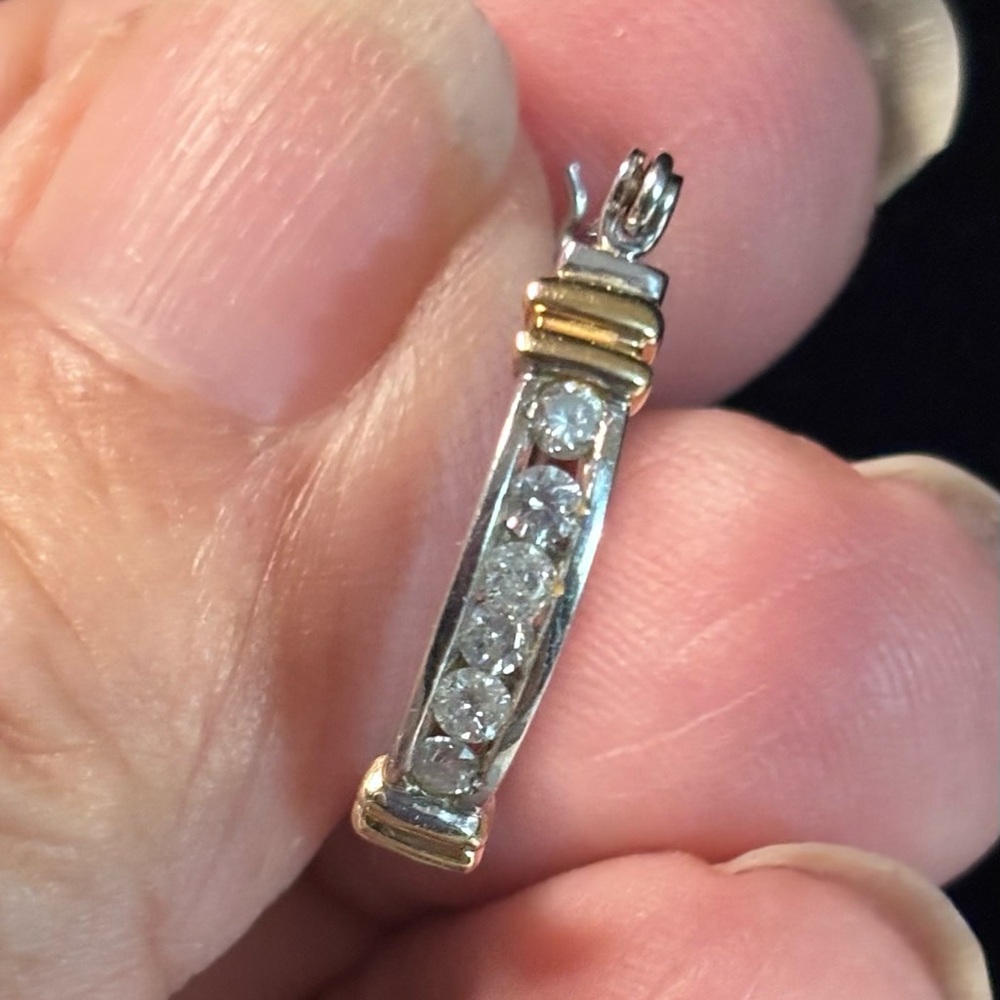 Single 14k White Gold and Diamond Hoop Earring